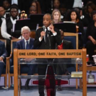 Rev. Al Sharpton speaks during Aretha Franklin's funeral at Greater Grace Temple on August 31, 2018 in Detroit, Michigan. (Photo by Angela Weiss / AFP) (Photo credit should read ANGELA WEISS/AFP/Getty Images)